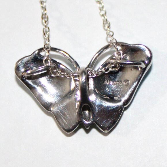 Sterling Silver Crystal & Paste Butterfly Necklace - Picture 2 of 7